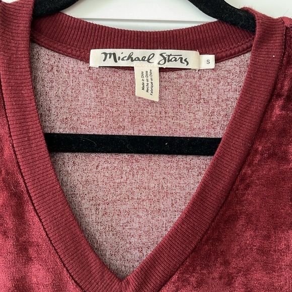 Velvet red short sleeved shirt, Michael Stars, size small - Picture 2 of 4